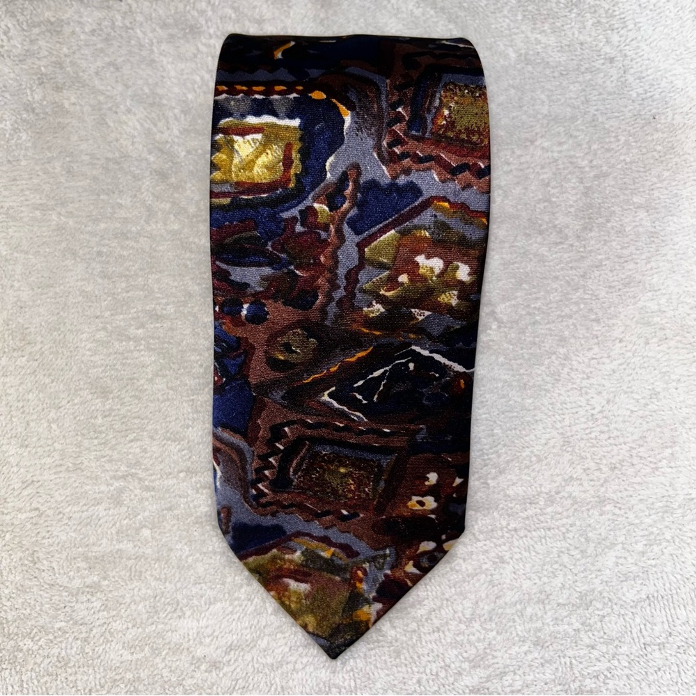 Vintage Gold City 100% Hand Made Silk Tie  80s-90s Menswear Accessory